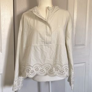 Brand new Sweaty Betty white pullover with eyelet detail Size M